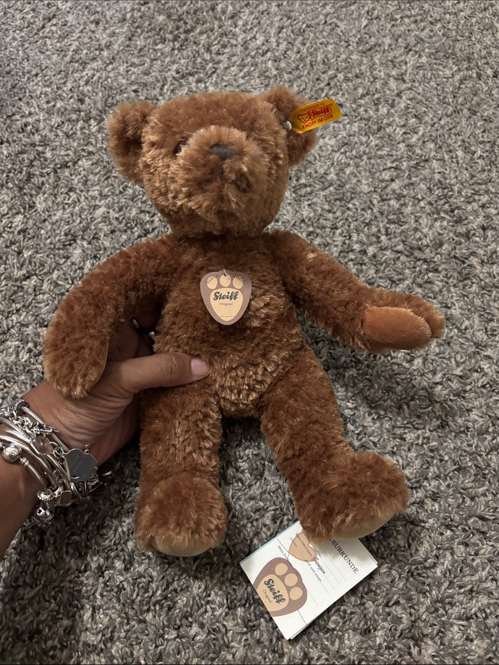 Steiff Original Teddy Bear NWT Geburtsurkunde FAO Schwarz 113543 brown toy plush